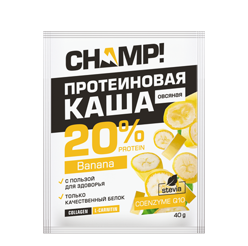 ЛЕОВИТ Champ Каша протеиновая овсяная Банановая с коэнзимом Q10. Пакет 40 г